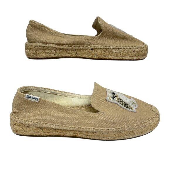 Soludos Espadrilles Owl Embroidered Embellishment Slip On Loafer Women's Sz 6.5 - Picture 2 of 9